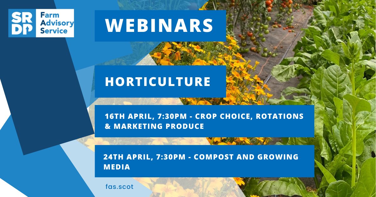 Do you have a horticultural enterprise on your smallholding or croft? Join our upcoming webinars for advice on: 🌾Crop Choice, Rotations and Marketing Produce - 16th April 🌾Compost and Growing Media - 24th April Register for free at fas.scot/events/ @SSGFestival