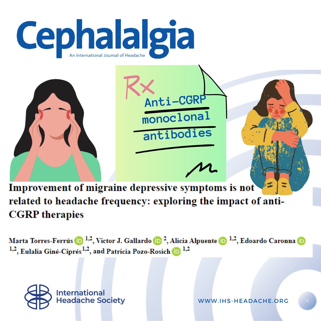 Patients treated with anti-CGRP monoclonal antibodies improved also depressive symptoms, not being solely related to headache frequency. sagepub.pulse.ly/vpvifc3ydj #headache #migraine #cgrp #neurology #depression @ppozorosich @MTorresFerrus @alpuente_ruiz @CaronnaEdoardo