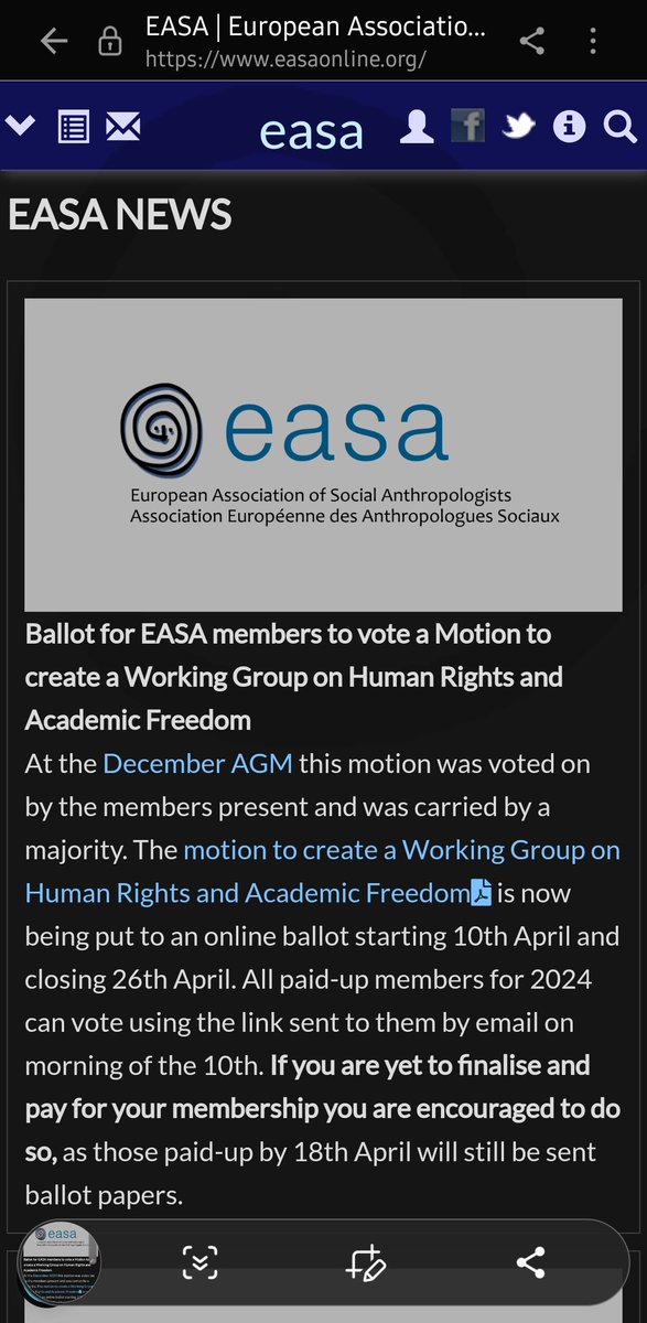 It's voting time for @EASAinfo members! 🗳️ Make sure your membership is renewed for 2024 💫 and exercise your right to vote on this extremely important motion put forward by a group of members at the last AGM. Everyone should have received a mail today. Check your spam too ‼️