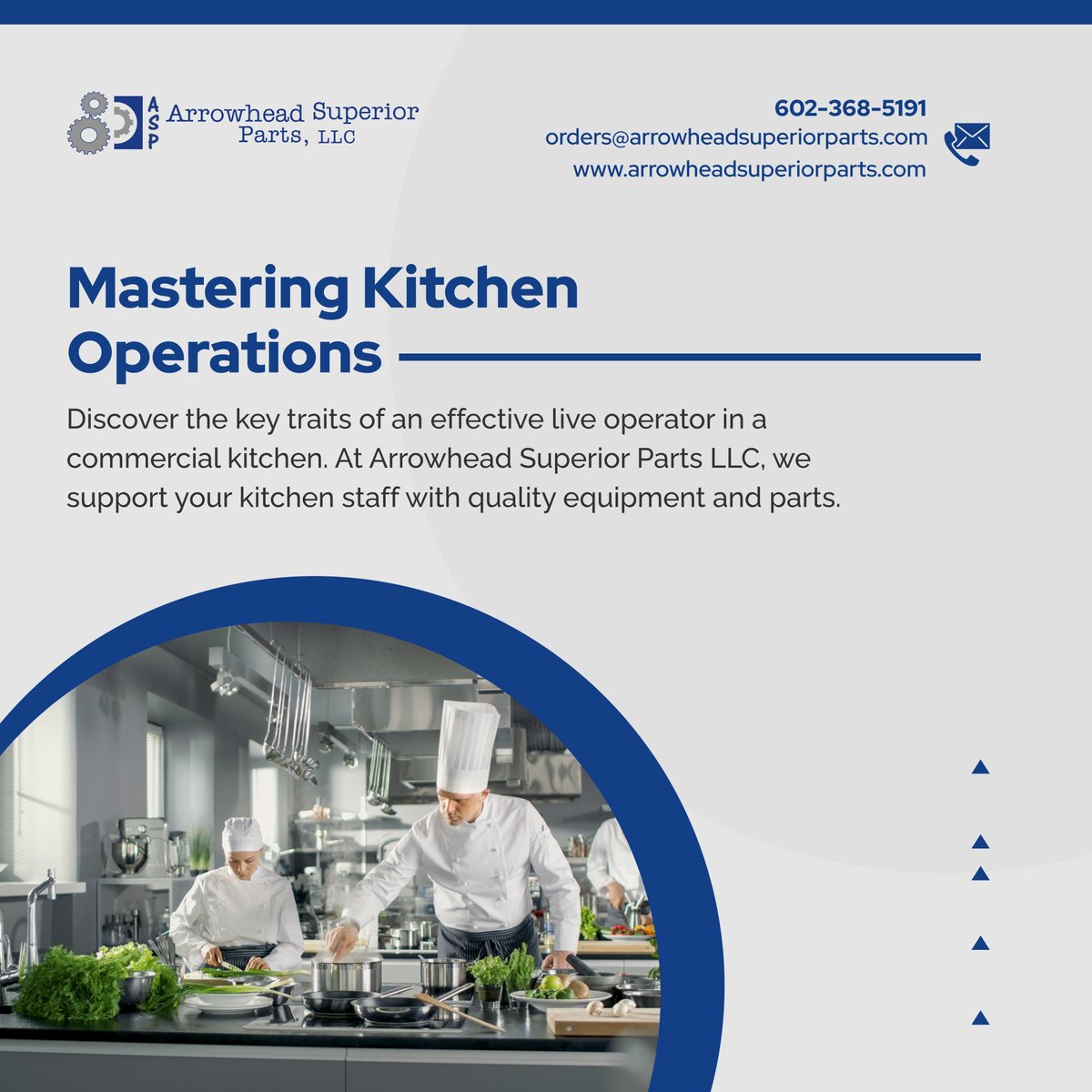 Effective live operators thrive under pressure, communicate clearly, and multitask seamlessly to keep your kitchen running smoothly. Trust Arrowhead Superior Parts LLC for the tools to support your talented team. Learn more at tinyurl.com/4mh2tjbv. 

#PeoriaAZ