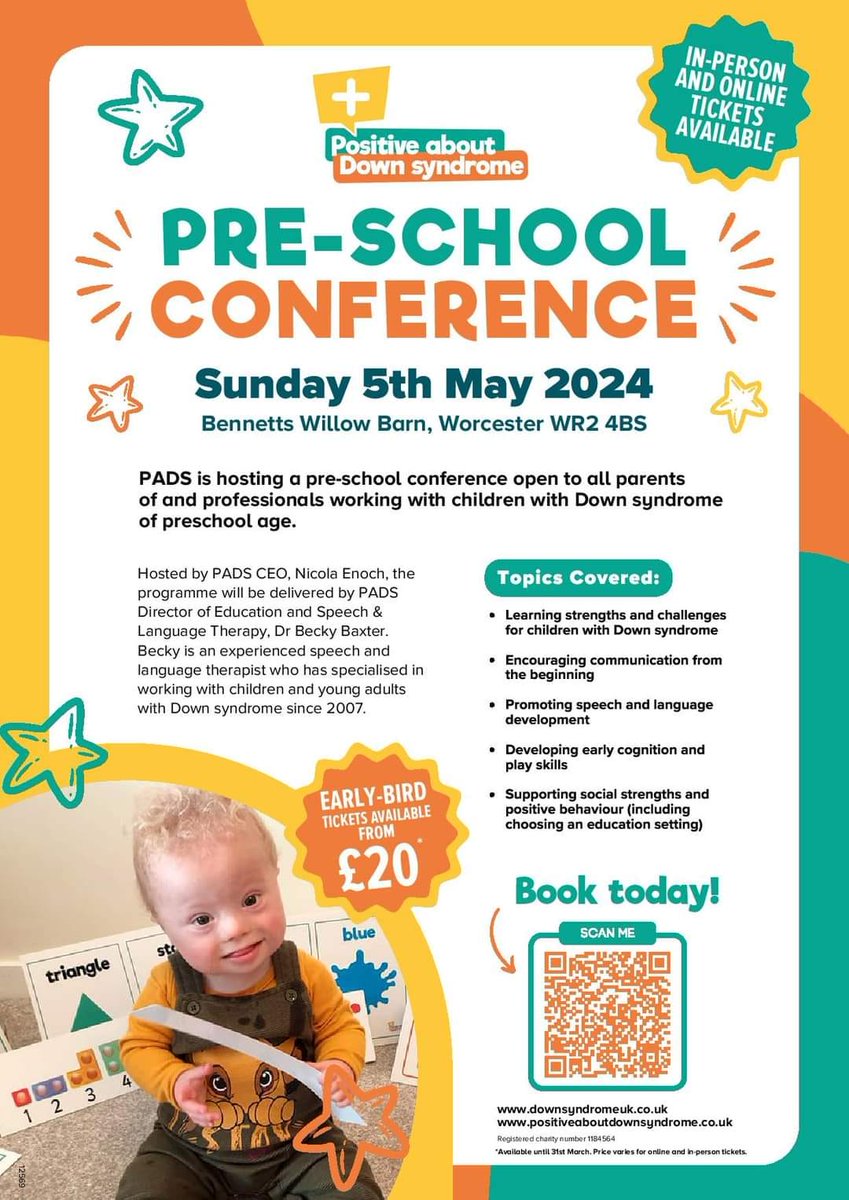 We are hosting a PADS Pre-school Conference open to all parents of and professionals working with children with Down syndrome of preschool age, on Sunday 5th May. In-person and online. Find out more: downsyndromeuk.my.site.com/community/s/su… #DownSyndromeUK