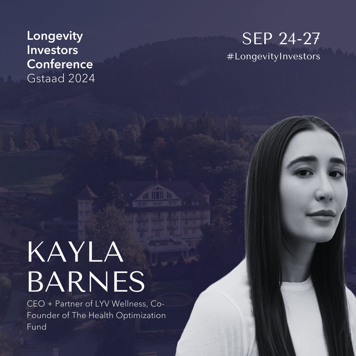 We're excited to announce that @KaylaABarnes is joining our esteemed lineup of speakers for the Longevity Investors Conference 2024! 🌟 Join us on September 24-27, 2024, at the @BellevueGstaad, as Kayla shares insights from her journey as CEO & Co-Owner of @LYVHEALTH, a…