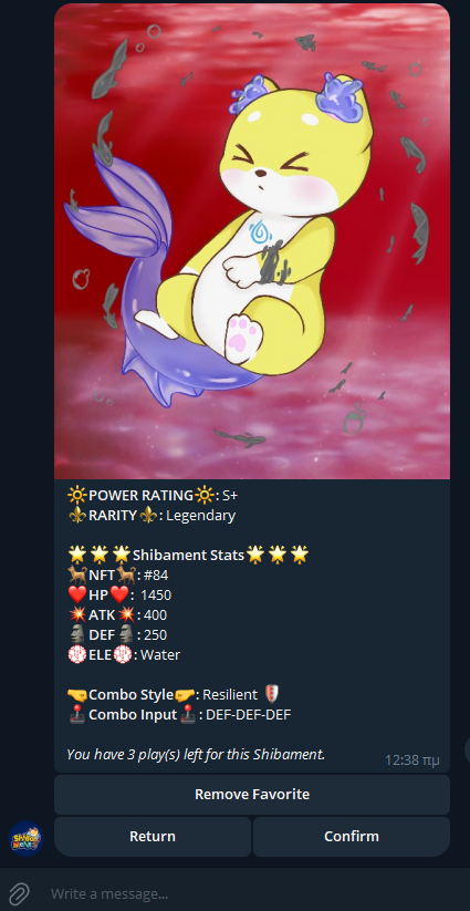 DimitrisP24592's tweet photo. @osf_rekt Gm! Check @shibaments! pvp-pve @telegram #P2E #GameFi similar to pokemon battles!! Mint easy a NFT on telegram bot for 0.1 SOL and start playing!! Bot works 100%! https://t.co/VRSkcaZc3B
