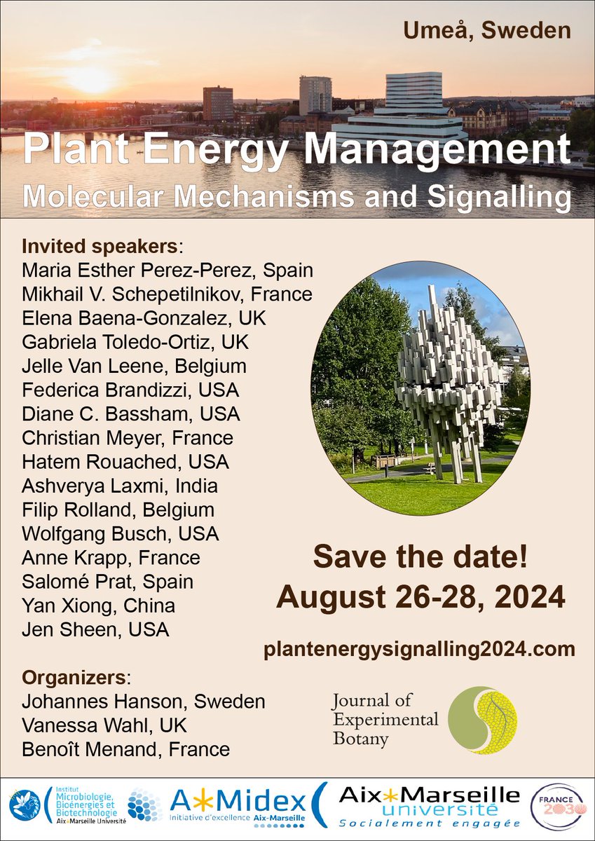 🍃 Plant Energy Management: Molecular Mechanisms and Signalling 🍃 🗓️ 26-28th August 2024 📍 Umeå, Sweden Secure your spot here ➡️ bit.ly/3VSdYra ❗Deadlines❗ PhD Fellowship application (covers registration costs) - 1st June 2024 Abstract submission - 1st July 2024