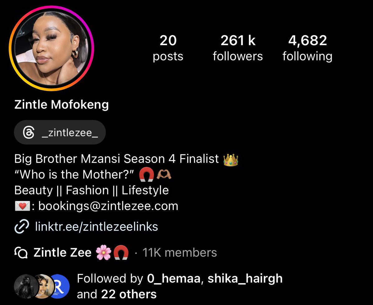 ZintleZee has officially added her business bookings Email to her bio 

For all work related content please kindly send an email 📧 : bookings@zintlezee.com 🤩

Let’s keep the Brand Zee on high alert and keep following all her social media pages ‼️ 

#ZintleZeeMofokeng