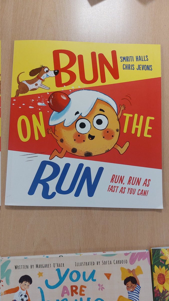 Bun on the Run by @SmritiPH and @Chris_Jev. Bernard the Bun goes on a dangerous adventure encountering lots of animals who want to eat it him. EYFS and Y1 will absolutely love it 👍