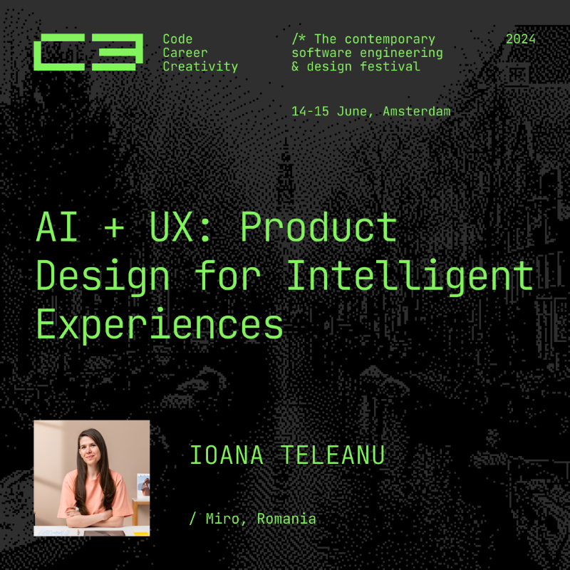 c3devfest's tweet photo. Learn how to exercise your critical thinking skills when it comes to integrating AI in your design craft 🧠 &amp; how to build a solid ethical mindset around making design decisions in the Age of AI.

🚀Let's explore it with @uxgoodies, the Lead Product Designer for AI at @MiroHQ!