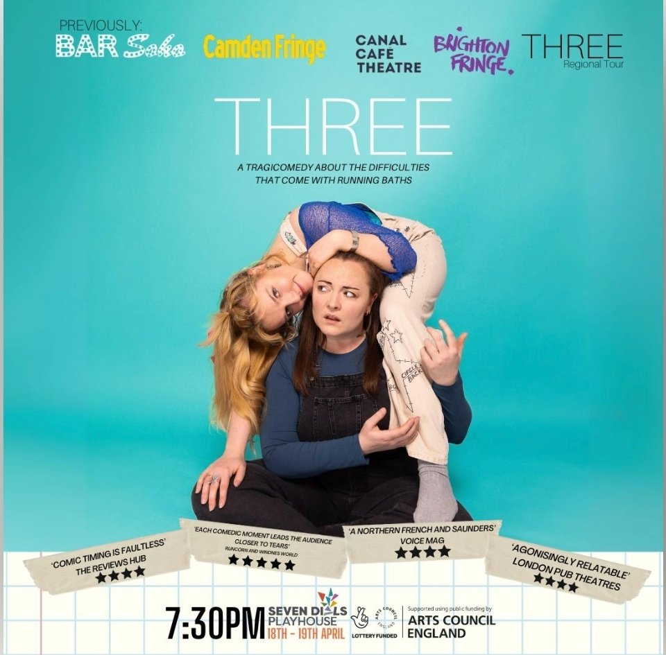 Stoked to be bringing THREE to @7DialsPlayhouse in Ldn on 18th&19th April! Join us for silliness, seriousness and bath water 🚿 sevendialsplayhouse.ticketsolve.com/ticketbooth/sh… #WestEnd #theatre #comedy #drama #MentalHealth #loneliness #connection