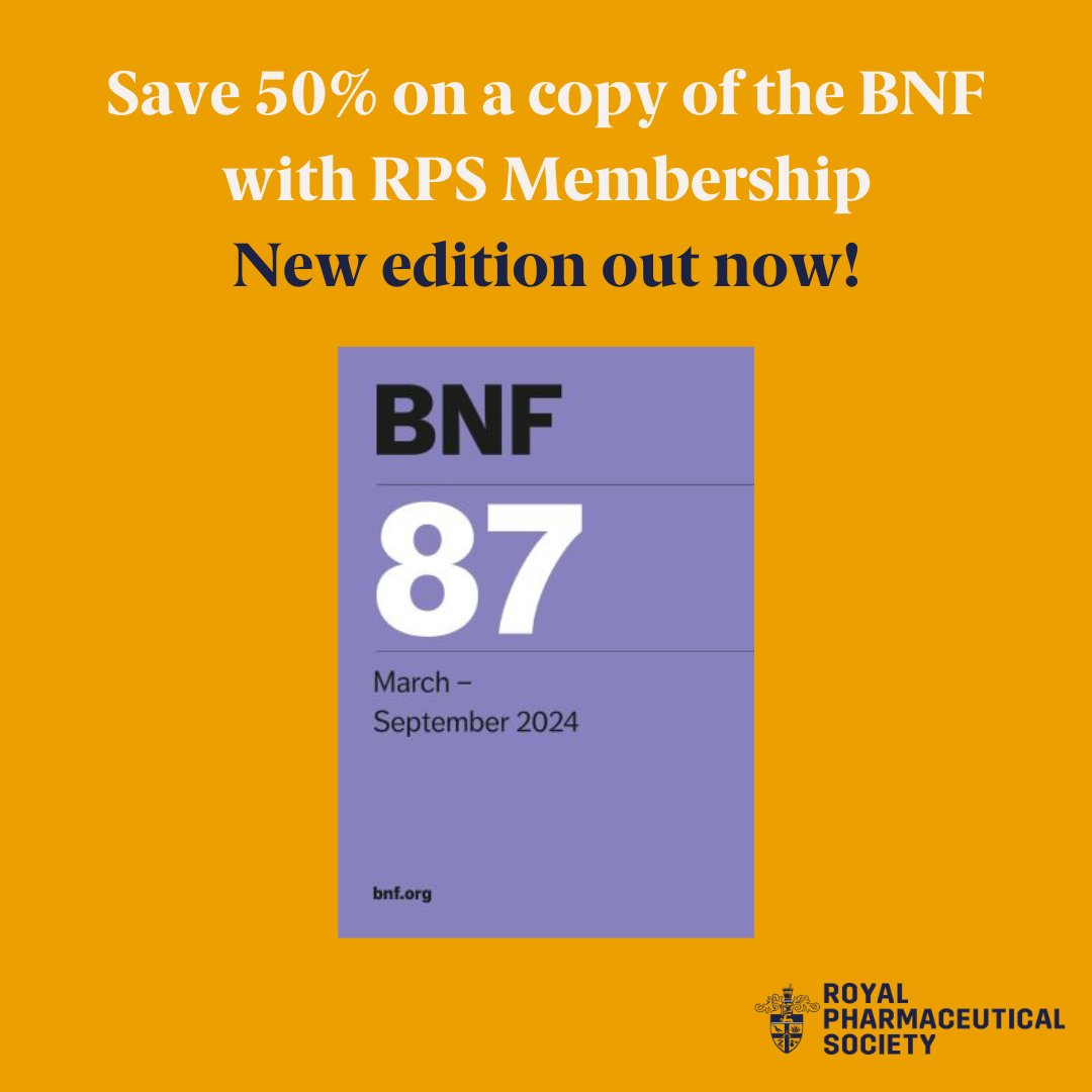 Did you know RPS members save 50% on their first copy of the BNF? Join now to get your discount and unlock all our support and resources: bit.ly/3lw7ACC