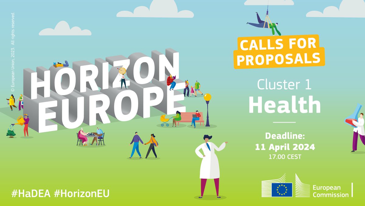 It’s time to finalise and submit your application!
Don’t miss the deadline of the calls for proposals on #healthresearch under #HorizonEU Cluster 1 ‘Health’
Apply by tomorrow, 11 April at 17:00 CEST
hadea.ec.europa.eu/news/horizon-e…