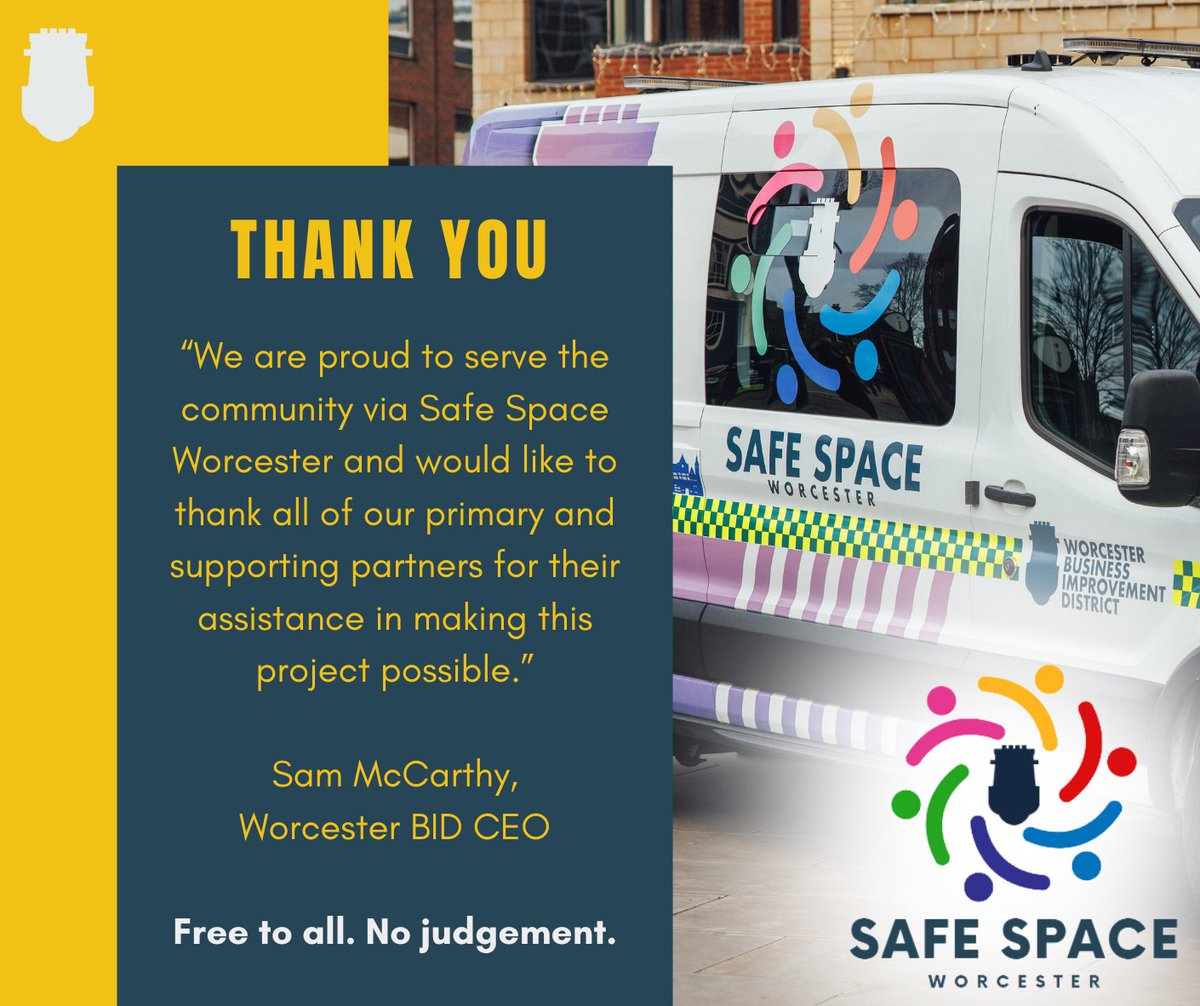 “We are proud to serve the community via Safe Space Worcester and would like to thank all of our primary and supporting partners for their assistance in making this project possible.” ~ Sam McCarthy Free to all, no judgement. #makingworcestersafer #worcestershirehour