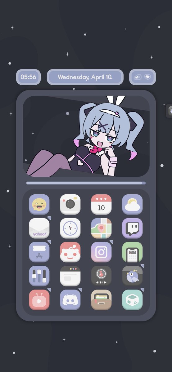 late night postin :3 i also do things like phone setups from time to time! i used to change it around fairly often but i’ve been pretty dry on ideas for a while now 😭 just wanted to share!~