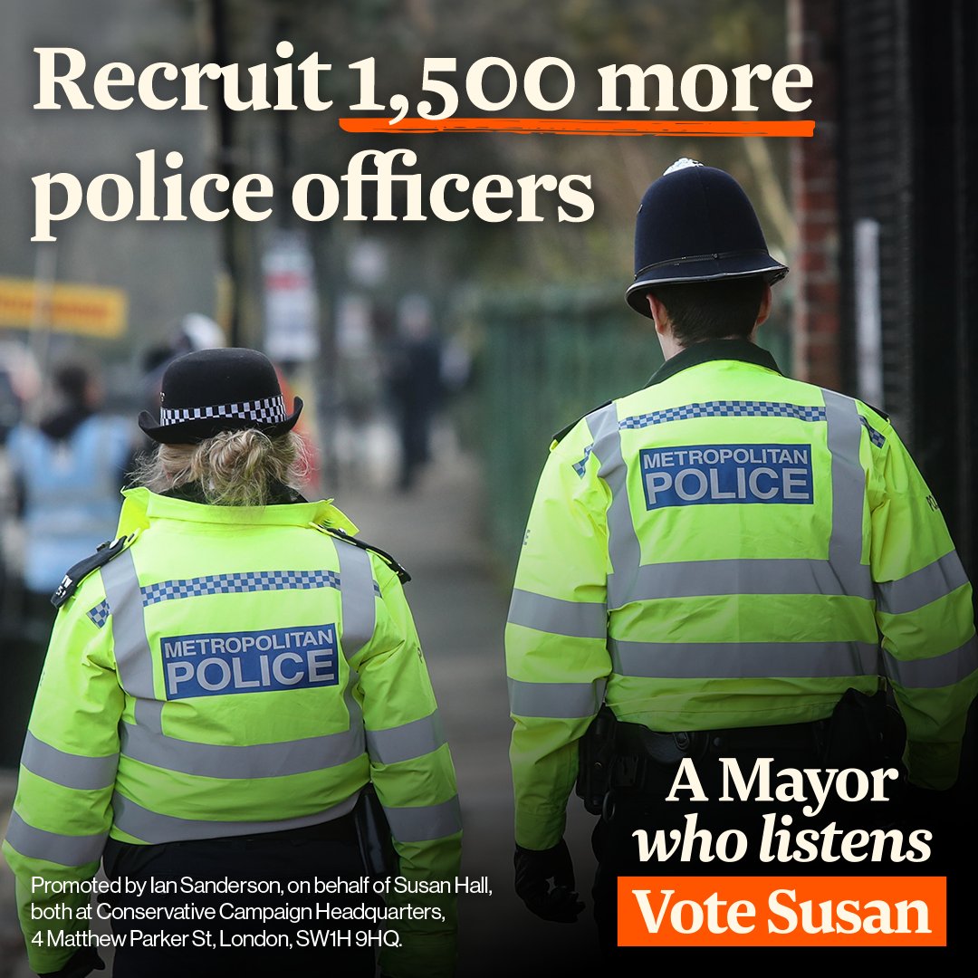 Recruit 1,500 more police officers, so we have more police patrolling our streets.
