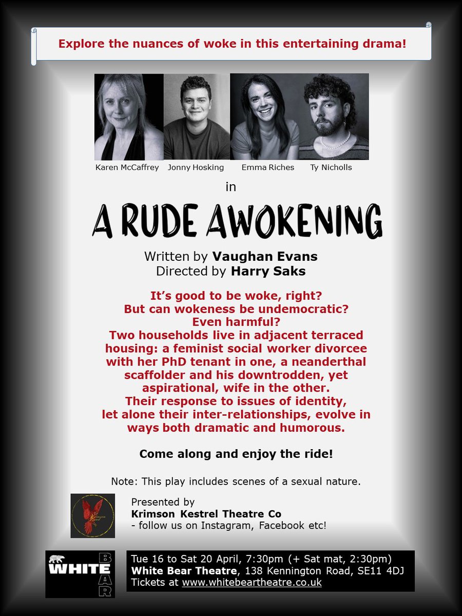 I’m in this play at The White Bear Theatre next week. Please come along xx
#theatre #stage #casting #acting