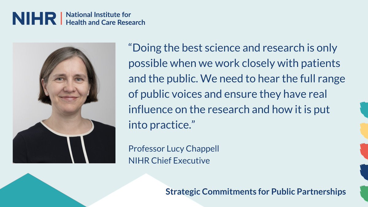 NIHR research is shaped & funded by the public. Our work with diverse people and communities ensures their needs and experiences are reflected in our research. To strengthen this work, we have set out new strategic commitments. You can read them here ⬇️ nihr.ac.uk/news/renewing-…