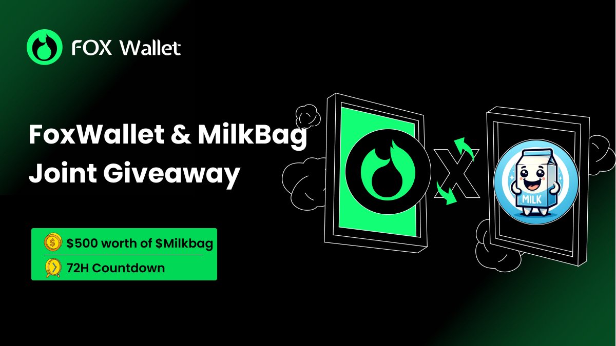 🔔#Memecoin Giveaway Alert! To celebrate @MilkbagSol, a new memecoin on #solona listed on @FoxWallet, we are giving away $500!🎁🥳 🙌To join: - Follow @FoxWallet and @MilkbagSol - Retweet and like this tweet 👇Reply with your #FoxWallet Solana address. 10 winners will get $50…