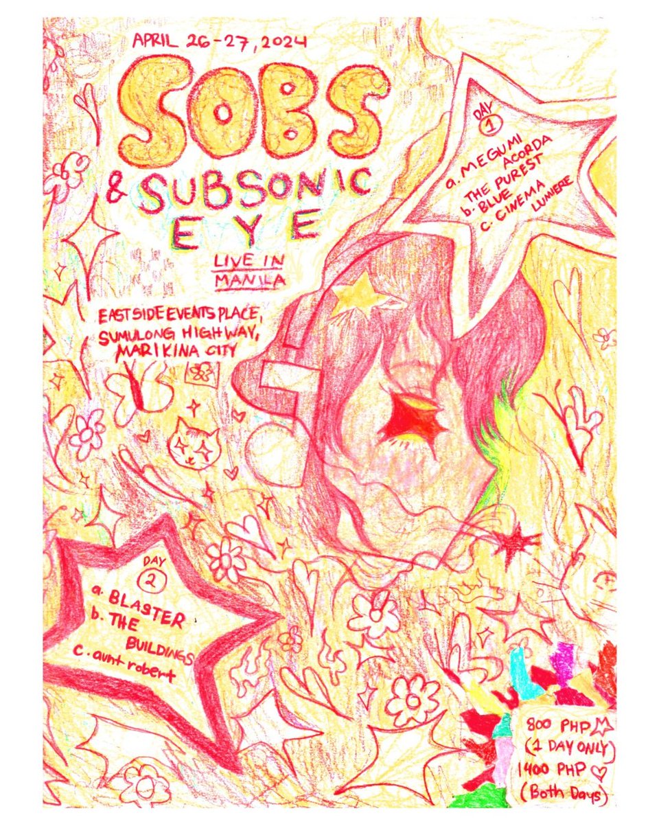 👩‍💻 THE HEAVENLY FEBRUARY ALT FLYER....

We're 16 DAYS LEFT before Singaporean indie darlings Sobs and Subsonic Eye take over the Manila weekend.

<a href="/sobshaha/">Sobs</a> &amp; <a href="/SubsonicEye/">Subsonic Eye</a> 🇸🇬
LIVE IN MANILA WEEKENDER 🇵🇭

🎫 TICKETS HERE — bit.ly/SASETickets

Alt flyer by <a href="/faykewong/">faye</a> (1/3)