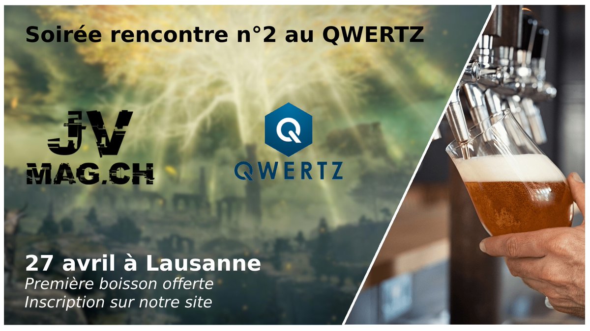 Nous vous invitons le 27 avril prochain au <a href="/qwertzcafe/">Qwertz</a> à Lausanne 🥳 Nous avons réservé toute la salle du bas pour vous accueillir une nouvelle fois. Votre première chope ou premier cocktail sera offert 🔥les inscriptions et le paiement se trouve sur notre site en dessous. On