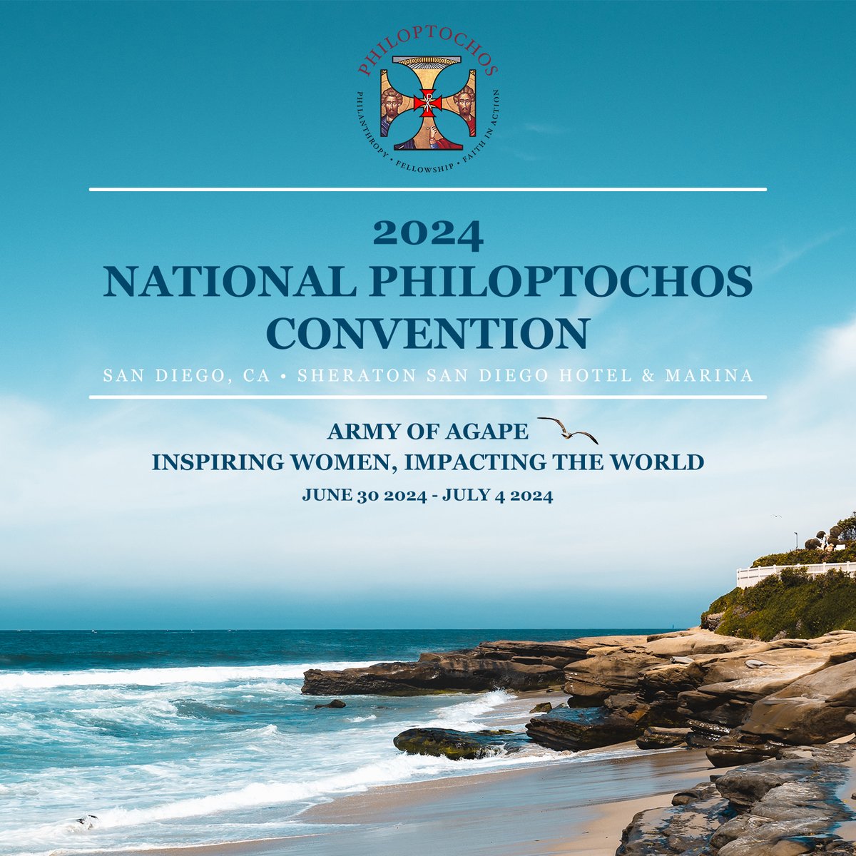 Registration is open for the 2024 National Philoptochos Convention in San Diego, CA! Secure your spot for Sunday, June 30, 2024 - Thursday, July 4, 2024 and be part of a transformative experience! Click here: ow.ly/2wLX50R5QIq to register today! 🌊 #Philoptochos