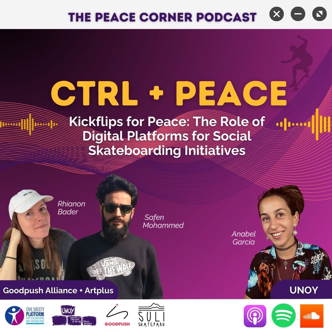 🛹💡NEW EPISODE ALERT! 🎙️ Dive into skateboarding's tech twist on #ThePeaceCornerPodcast! Host Anabel García chats with Safen Muhammad &amp; Rhianon Bader about skateboarding for peace. 🌍🎧 Tune in! #UNOY <a href="/CSPPS/">Pavithra C</a> <a href="/thegoodpush/">Goodpush Alliance</a> <a href="/skateistan/">Skateistan</a> #Skate4Peace #CommunityBuilding