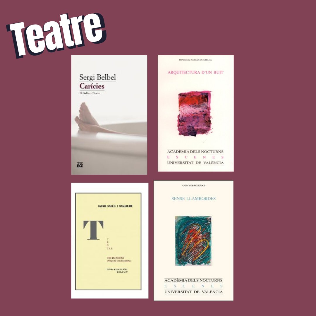 La iniciativa #Abrilcatalà, creada per liber_aeternum_est, ens convida a llegir en català durant aquest mes. Aquesta setmana us recomanem teatre en català disponible a la #Bibliodigital. Més obres a l'enllaç! 🔗 tuit.cat/ypvhY