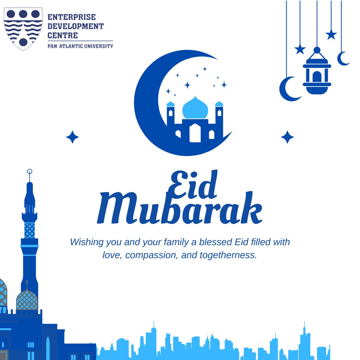 Wishing you and your family a blessed Eid filled with love, compassion, and togetherness. 🌟 Happy Eid Mubarak from all of us at Enterprise Development Centre.🌙 #togetherwecelebrate #EidMubarak #EidUlFitr #Blessings #Love #Compassion #Togetherness #Family #Community