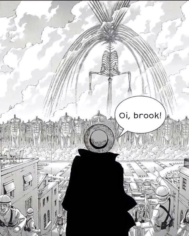 strawhats's tweet photo. One Piece x Attack on Titan https://t.co/hnnkz3LvNG