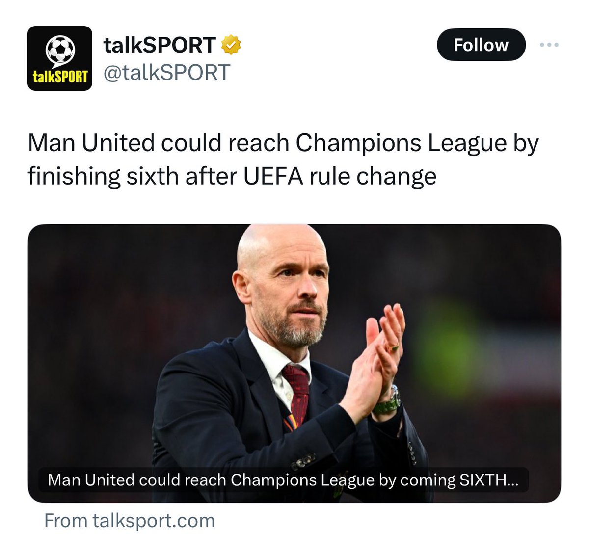 This isn’t happening. West Ham would need to win the Europa and finish 5th for 6th place to become a CL place. They’re currently 12 points off top 5.