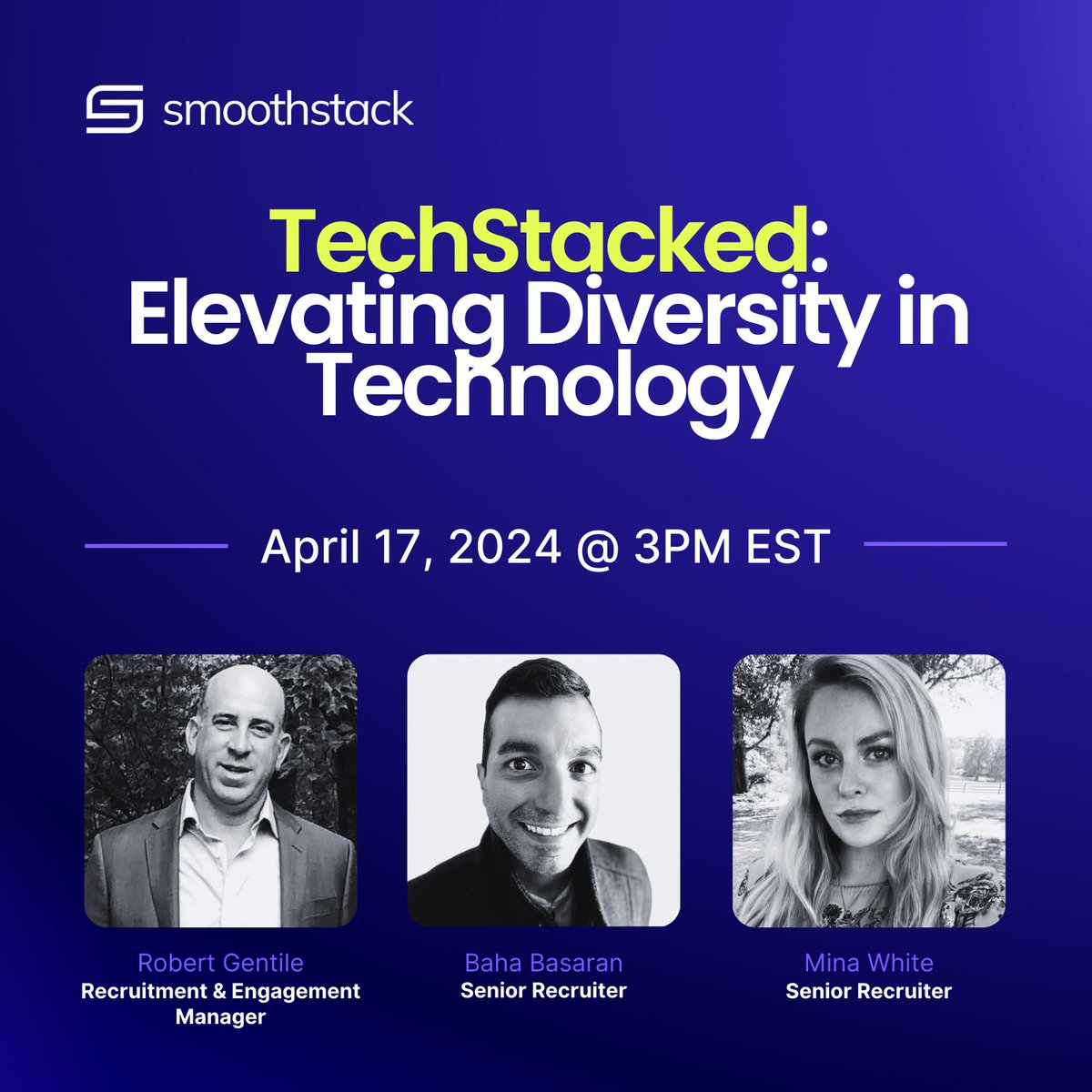 Smoothstack's tweet image. 1 week until #Smoothstack's Tech Evolution! 🌟 Join Mina, Robert & Baha at our virtual fair. Transform your career with us, where diversity drives innovation. 🚀
📅 April 17, 3-4:30 PM EST.
Ready? 🔗 bit.ly/49pFkIs
#TechDiversity #CareerFair