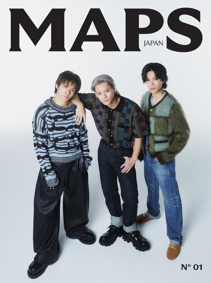 MAPS_JAPAN's tweet photo. 日本の人気グループ
Number_iの3人です⚡️
彼らの 初となる海外版雑誌の表紙と 日本創刊号「MAPS JAPAN」のW表紙です🫡
@Number_i_staff 

5月3日全国の蔦屋書店、オンラインでの発売です 事前予約⇩

MAPS JAPAN
https://t.co/oiq5HvJZe3

MAPS KOREA
https://t.co/6X5teaPEsZ

#Numberi #TOBE #MAPS https://t.co/KPIfWgTG5W