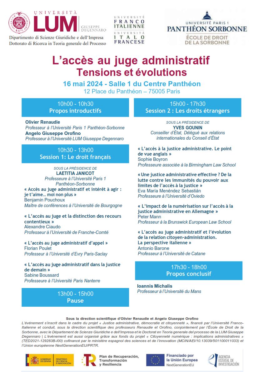J'aurai le plaisir d'intervenir à l'Université @SorbonneParis1 le 16 mai 2024 dans le cadre du colloque sur L'accès au juge, sur 'L'accès au juge et la distinction des contentieux'. Un grand merci à @RenaudieO pour son invitation.