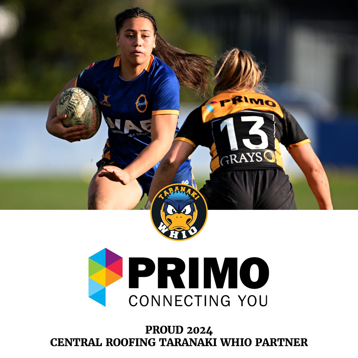 TaranakiRugby's tweet photo. Primo have got the back of the Central Roofing Company Taranaki Whio again in 2024. The 100% Taranaki owned and operated broadband service provider are back for a third season backing our Amber & Black wahine in the Farah Palmer Cup.
https://t.co/FnqVXV2pQr
#GoPrimo https://t.co/ADgfxwnUuK