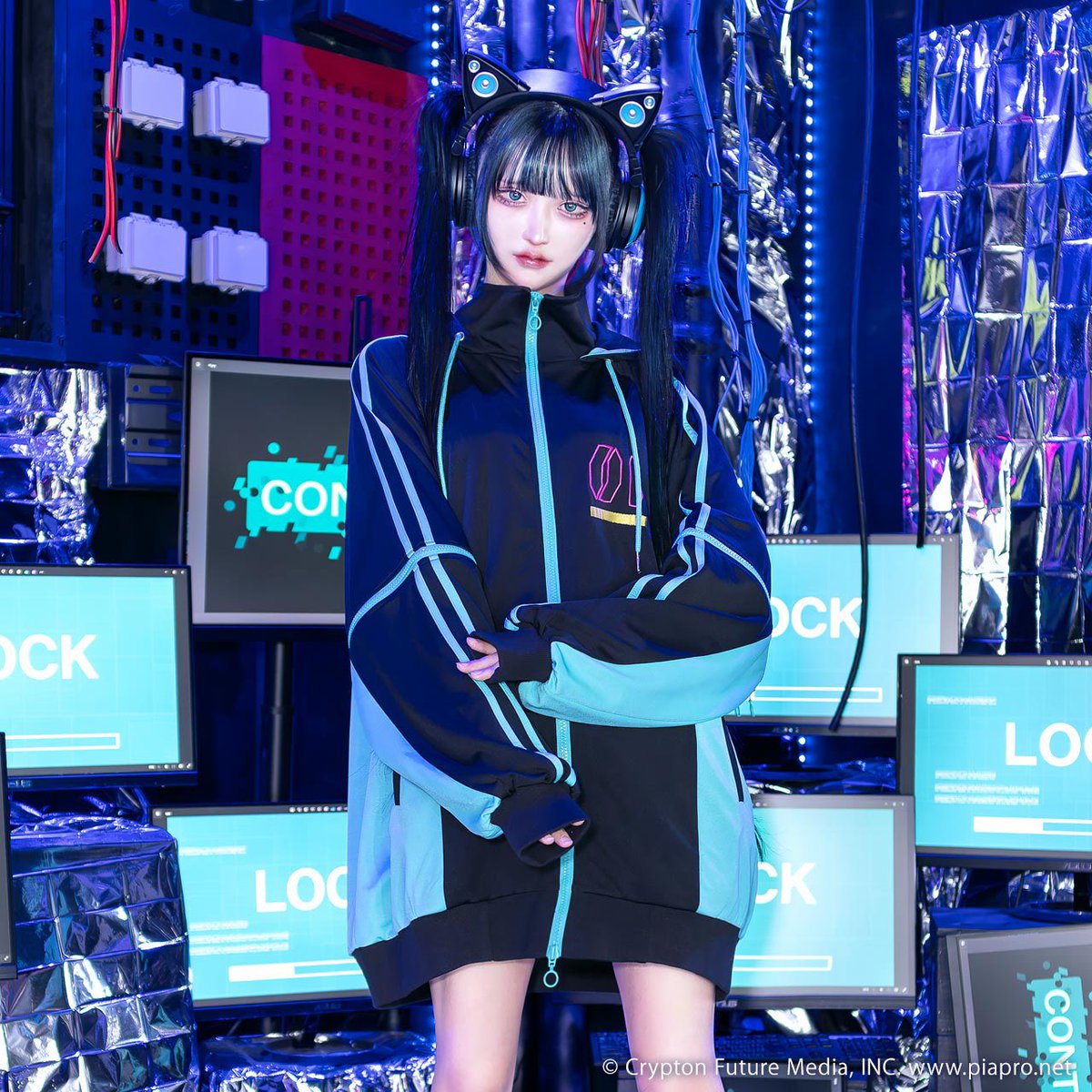 鏡音リン・レン ジャージパーカーV2 【BLACK】 / 鏡音リン・レン