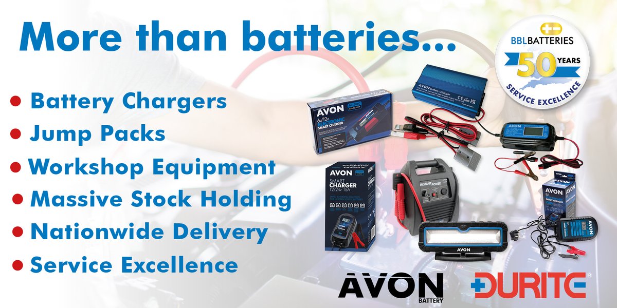 bblbatteries's tweet image. Did you know that BBL, a top U.K. Battery Distributor, offers a wide range of premium quality products? From battery chargers to solar equipment, we have it all! Contact your nearest BBL Branch for more info. #BBLBatteries #ServiceExcellence #BatteryExperts #AVON #Durite