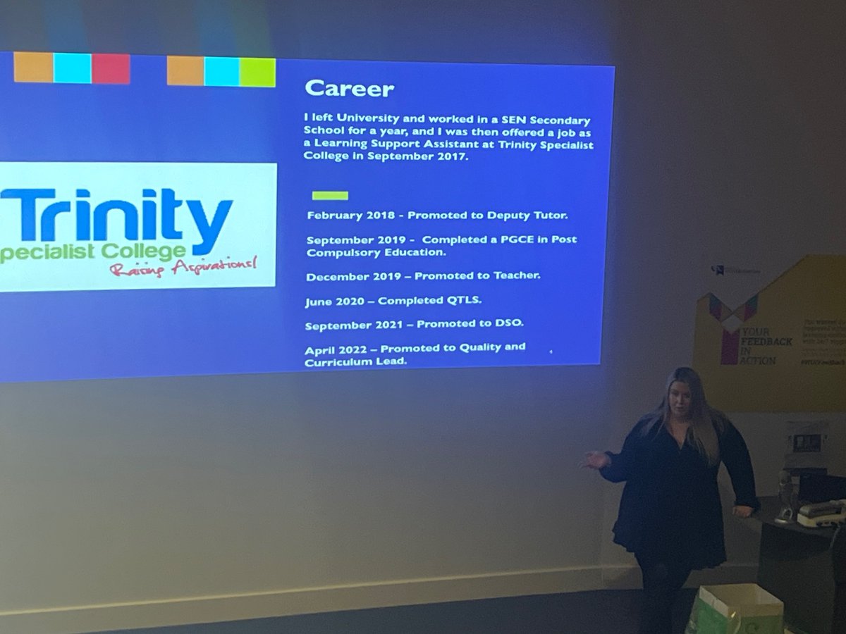 Next up Jodie Diver also from Trinity sharing her own unique and fascinating education journey “working on all levels” #WlvEdPro @wlv_education @ed_wlv @sendis_wlv @WLV_ECS