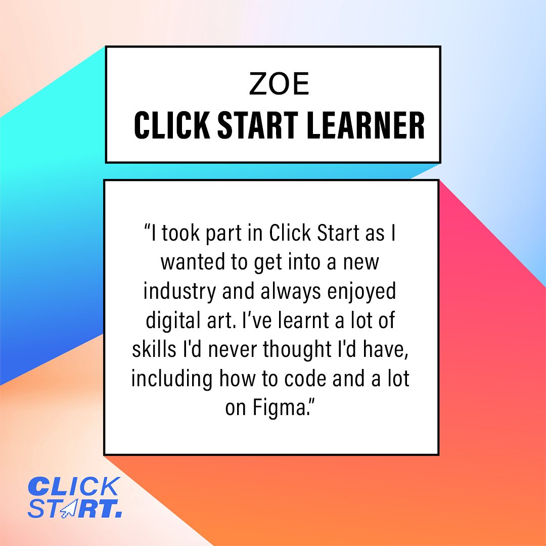 Are you considering a tech career? 💻 Click Start gives you next-level digital skills needed to start a career in web development, including teaching you the basics of coding! Find out more and sign up today: bit.ly/3ZoBgD9 @IoCoding @Nominet #ClickStart