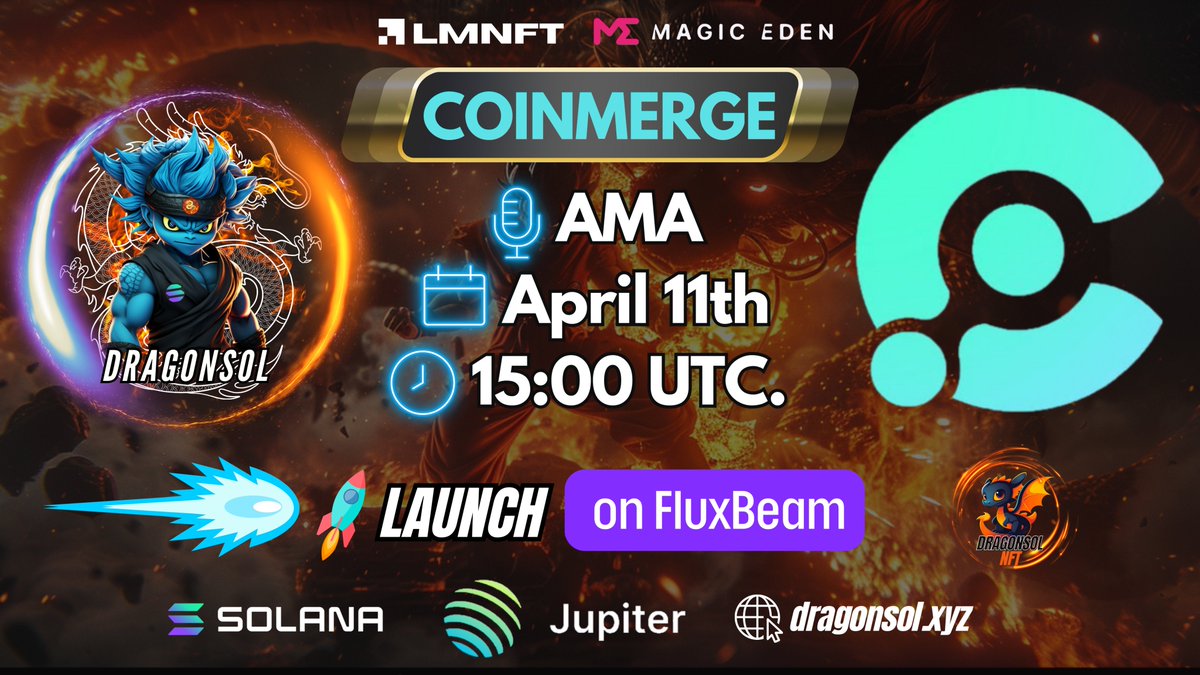 ⚡️ Dragonsol AMA Update ⚡️ Hello Dragonsol Community! We're thrilled to share some exciting news💥 with you! @coinmerge , a renowned expert in marketing, will be hosting an AMA (Ask Me Anything) session on their Twitter profile focused on Dragonsol, our project!🔥 🗓️The AMA is…