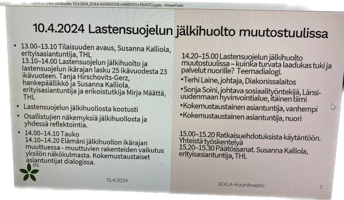On ilo olla mukana tässä teemaseminaarissa. Jälkihuollon ikäraja laskee. Mitä tämä tarkoittaa nuorten näkökulmasta? <a href="/THLorg/">THL</a> <a href="/tanja_hg/">Tanja Hirschovits</a> <a href="/HDLsaatio/">Diakonissalaitos</a>