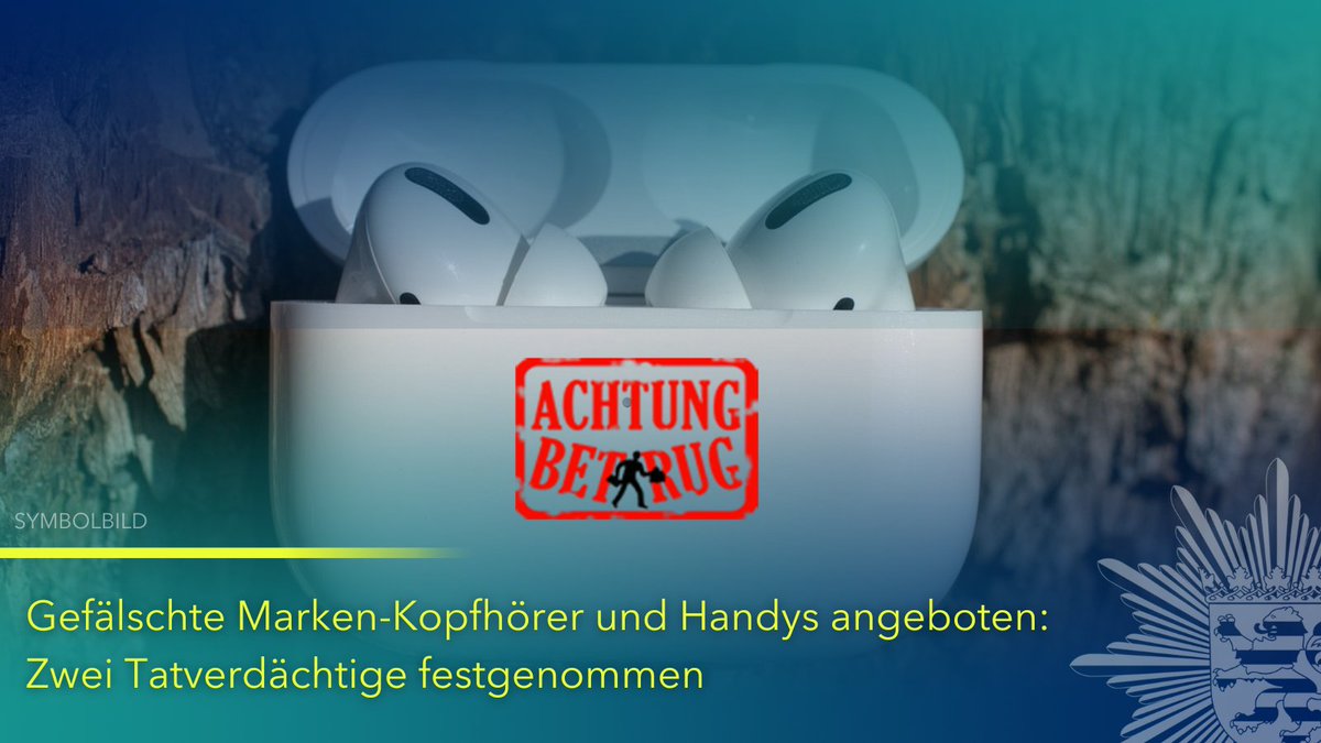 Vergeblich wollten gestern in #Kassel zwei mutmaßliche Betrüger gefälschte Kopfhörer und Handys verkaufen.

Ein aufmerksamer Zeuge fiel auf den dubiosen Verkaufsversuch nicht herein und rief unsere Streife. ➡ #Festnahme

Mehr Infos in unserer #PM: ⤵
presseportal.de/blaulicht/pm/4…