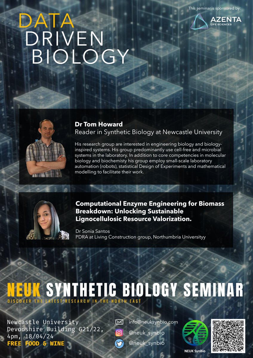 NEUK_SynBio (@neuk_synbio) on Twitter photo NEUK Event: How can we effectively valorize, visualize, biological data for innovation? ๐งฌ
๐
Date: Thurs, April 18, 2024 โฐ: 4 PM
๐ Venue: Newcastle Uni, Devonshire G21/22
<a href="/UniofNewcastle/">Newcastle University</a> <a href="/Bio_Buildings/">Hub for Biotechnology in the Built Environment</a> <a href="/NorthumbriaUni/">Northumbria Uni</a> <a href="/NUBioeconomy/">Northumbria Uni - Biodesign for the Bioeconomy</a> @NEWCastle_HBB <a href="/ICO2S/">ICOS</a> <a href="/CBCB_Newcastle/">CBCB Newcastle</a> NEUK Event: How can we effectively valorize, visualize, biological data for innovation? ๐งฌ
๐
Date: Thurs, April 18, 2024 โฐ: 4 PM
๐ Venue: Newcastle Uni, Devonshire G21/22
<a href="/UniofNewcastle/">Newcastle University</a> <a href="/Bio_Buildings/">Hub for Biotechnology in the Built Environment</a> <a href="/NorthumbriaUni/">Northumbria Uni</a> <a href="/NUBioeconomy/">Northumbria Uni - Biodesign for the Bioeconomy</a> @NEWCastle_HBB <a href="/ICO2S/">ICOS</a> <a href="/CBCB_Newcastle/">CBCB Newcastle</a>
