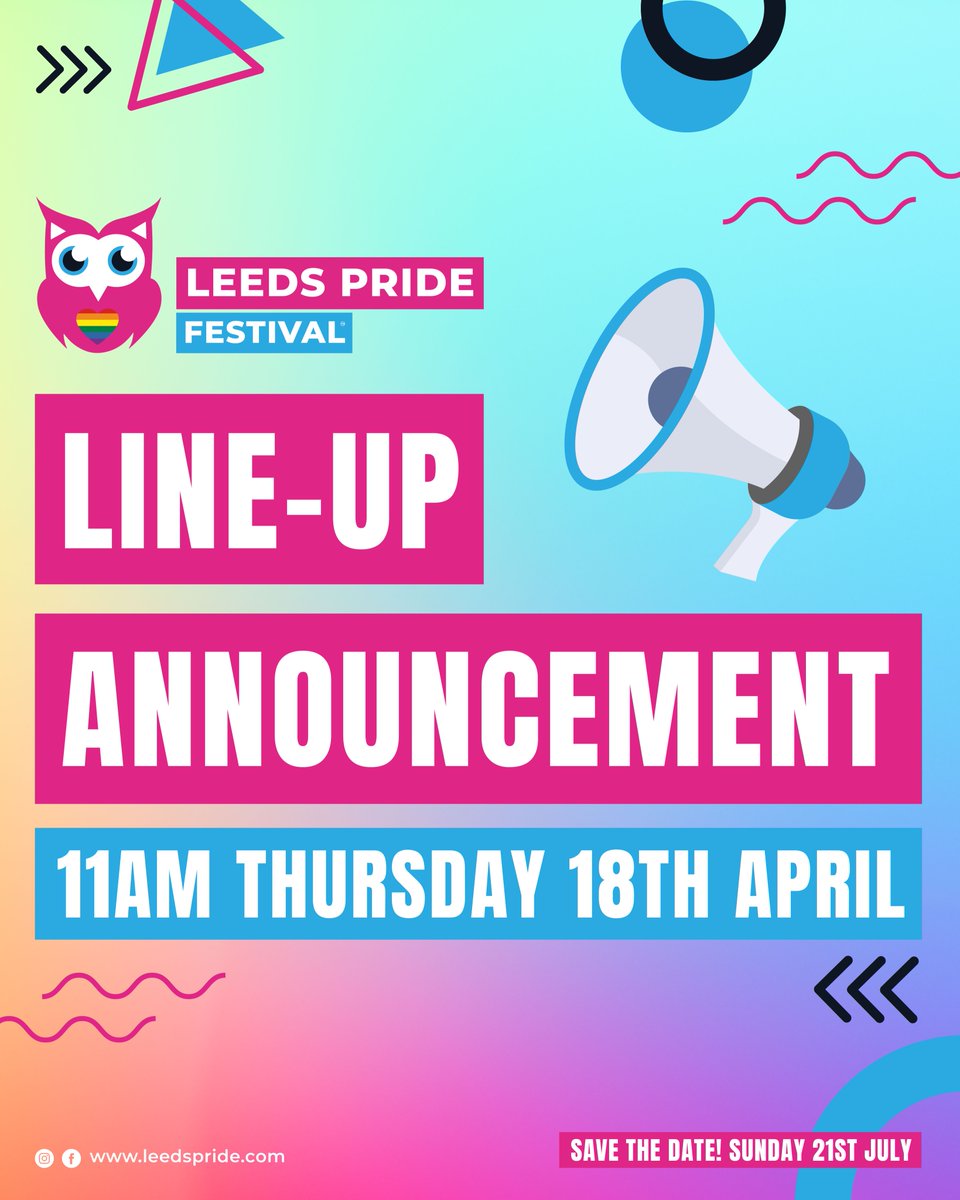 ⭐️Leeds Pride 2024 Line-up announced next Thursday, at 11am!⭐️