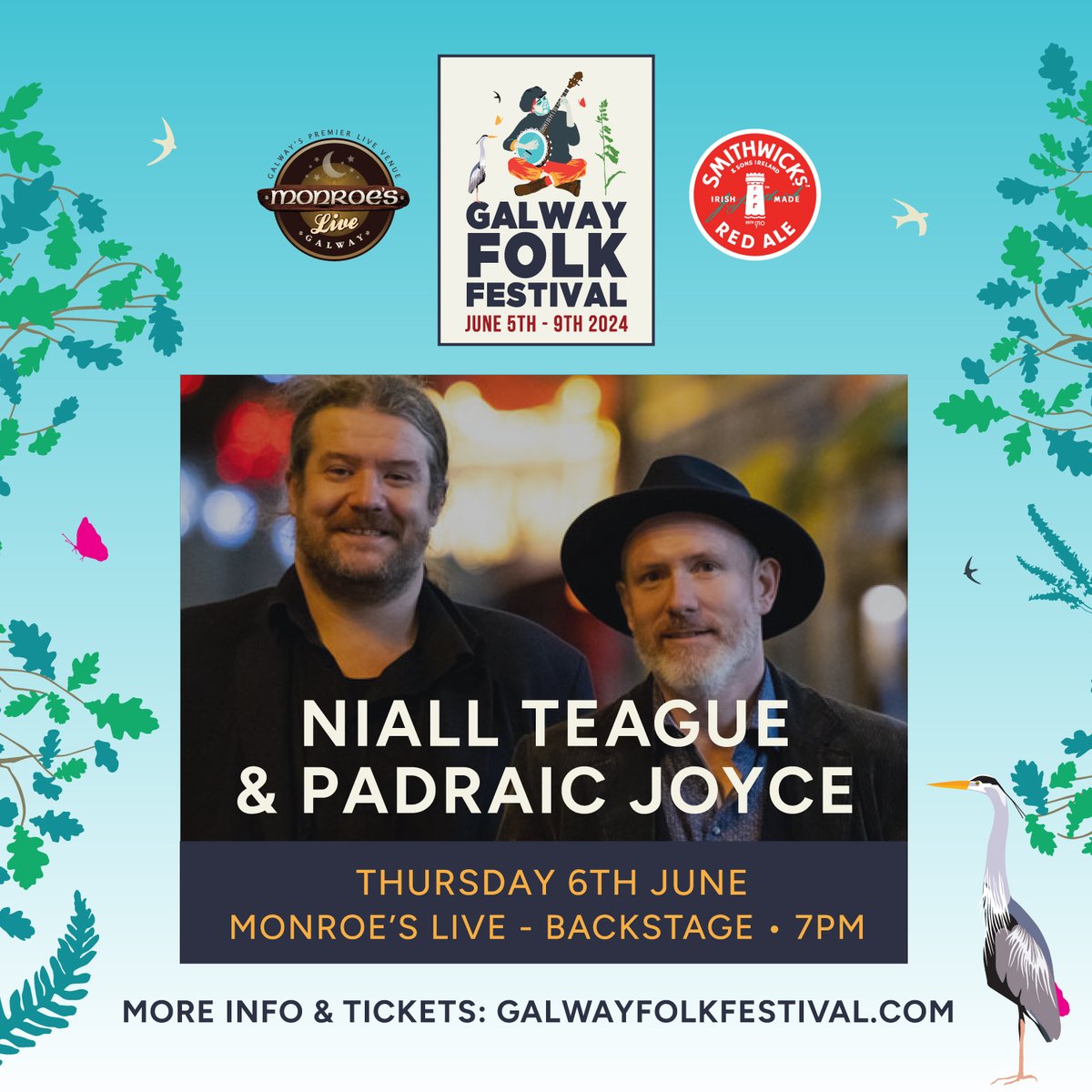 @FolkFestGalway has just announced their amazing 2024 Line up and we are so delighted to be part of it, playing a special guest performance at the Breen-Rynne-Murray concert on Thursday June 6th @padraigrynne . You can book tickets to the event here. monroes.ie/products/breen….