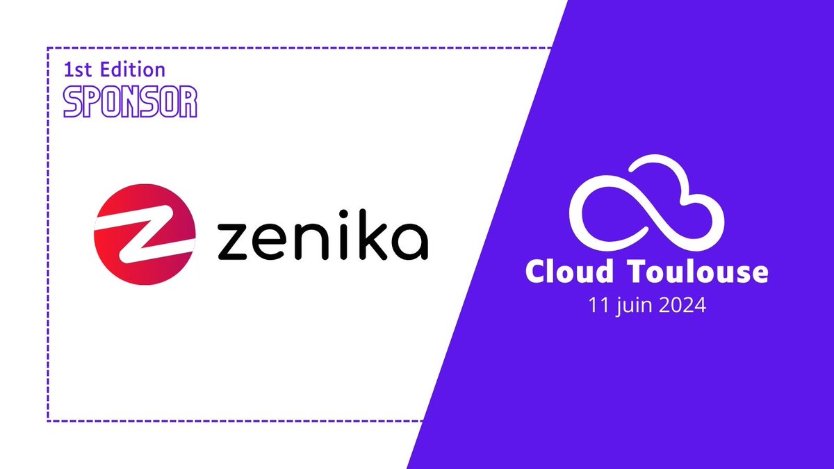 cloud_toulouse's tweet image. 💜 Merci à @ZenikaIT d&apos;être sponsor de la première édition de Cloud Toulouse qui se déroulera le 11 juin 2024 à la grainerie.

ℹ️ Vous souhaitez en savoir plus : zenika.com.