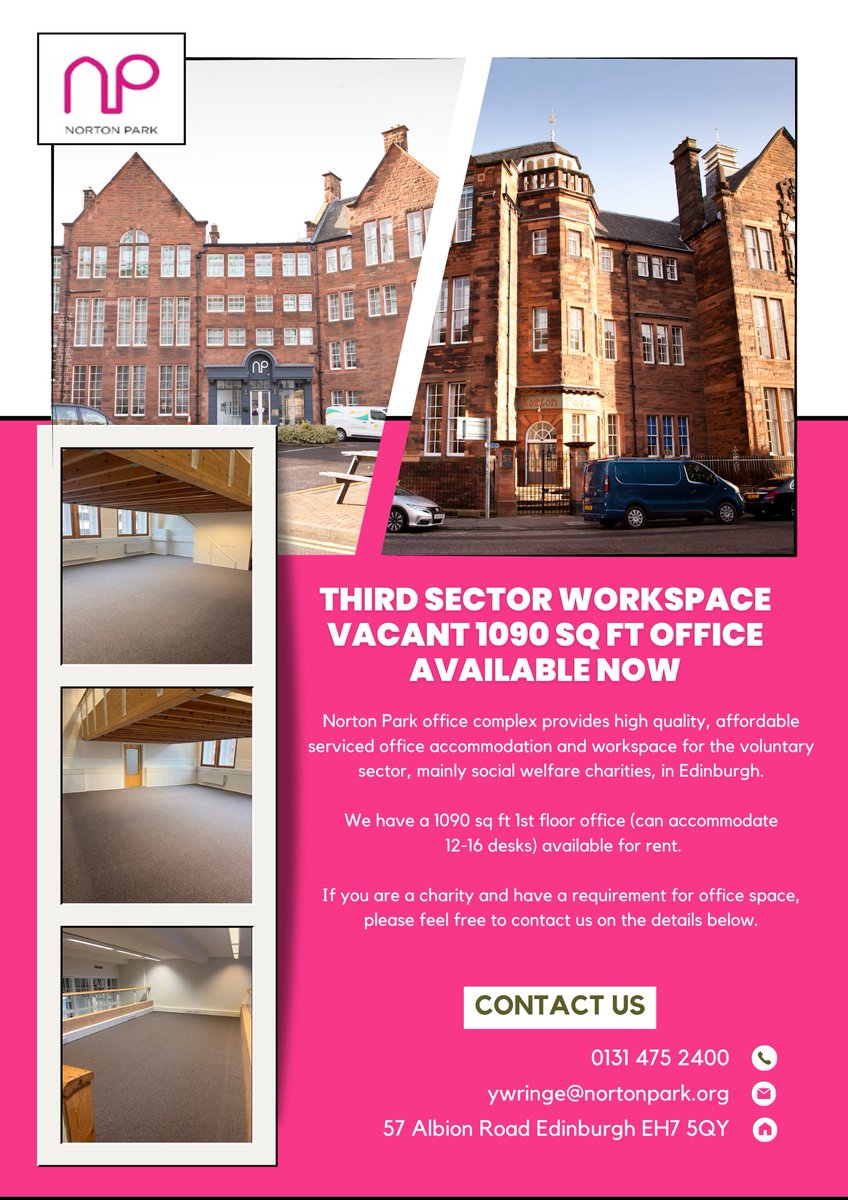 Are you a Third Sector organisation looking for serviced office space to rent?  @SocialEnt_UK @esenscot @LeithChooses #officespace #leith #accessibility #thirdsector