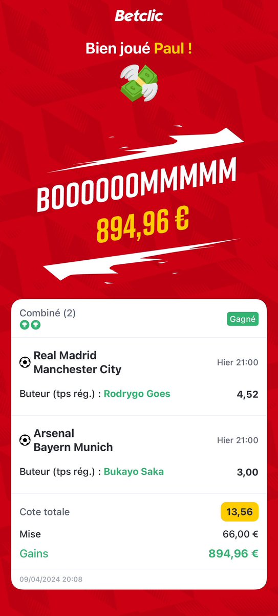 blpaulb's tweet photo. @Betclic Pari gagnant au bout de 14 min 😂😍 https://t.co/b9vyLtr0Cw