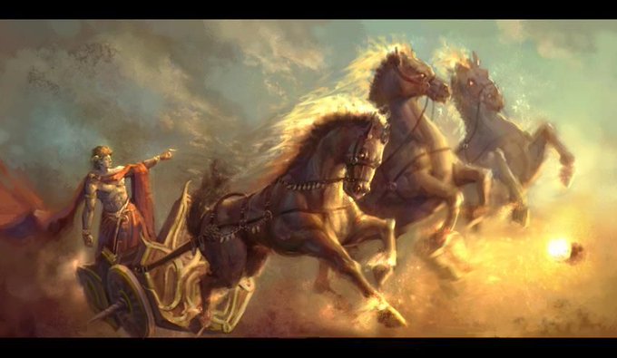 I do wonder if this legends hides a solar eclipse: the Sun, mad by Spring's slow onset,ran away in a carriage pulled by 9 crones riding 9 horses. St Toader, Heavenly guardian,chased after him with 9 seniors riding 9 stallions. Now celebrated in March.
#LegendaryWednesday #Im4Ro