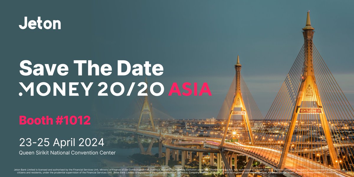 Join us at our upcoming stop: Bangkok 🇹🇭 Meet our team at @money2020 Asia 2024 and find out how to grow your business, protect your funds and operate with reduced costs. #jeton #ewallet #money2020asia #money2020 #bangkok #event #exhibition