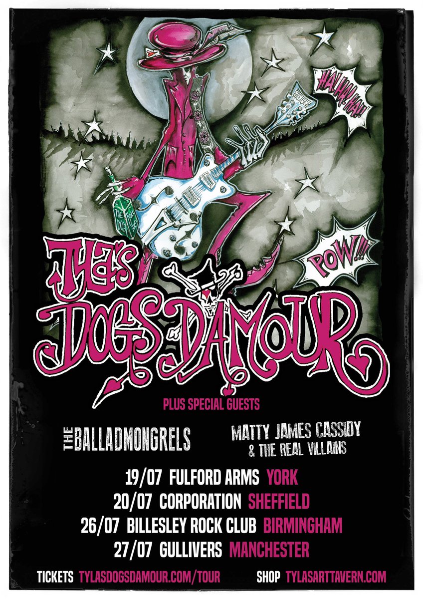 Announcement! Tyla’s Dogs D’Amour are hitting the road once again for a special run of dates in July… see ya down the front for a few sherries and a singsong! tylasdogsdamour.com/tour/ Plus special guests @balladmongrels @mattyjcassidy Chin chin 🍷