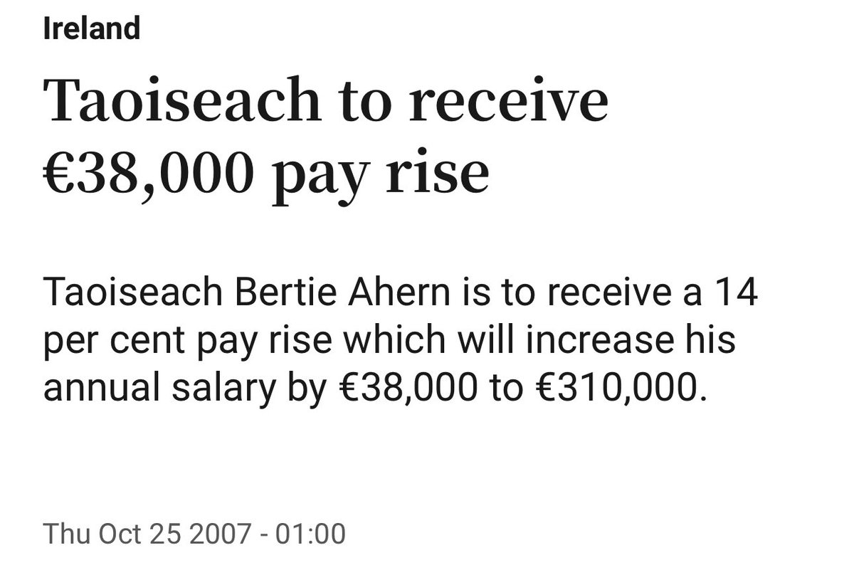 Remarkable that Bertie Ahern was paid 35% more almost two decades ago than Simon Harris is today.