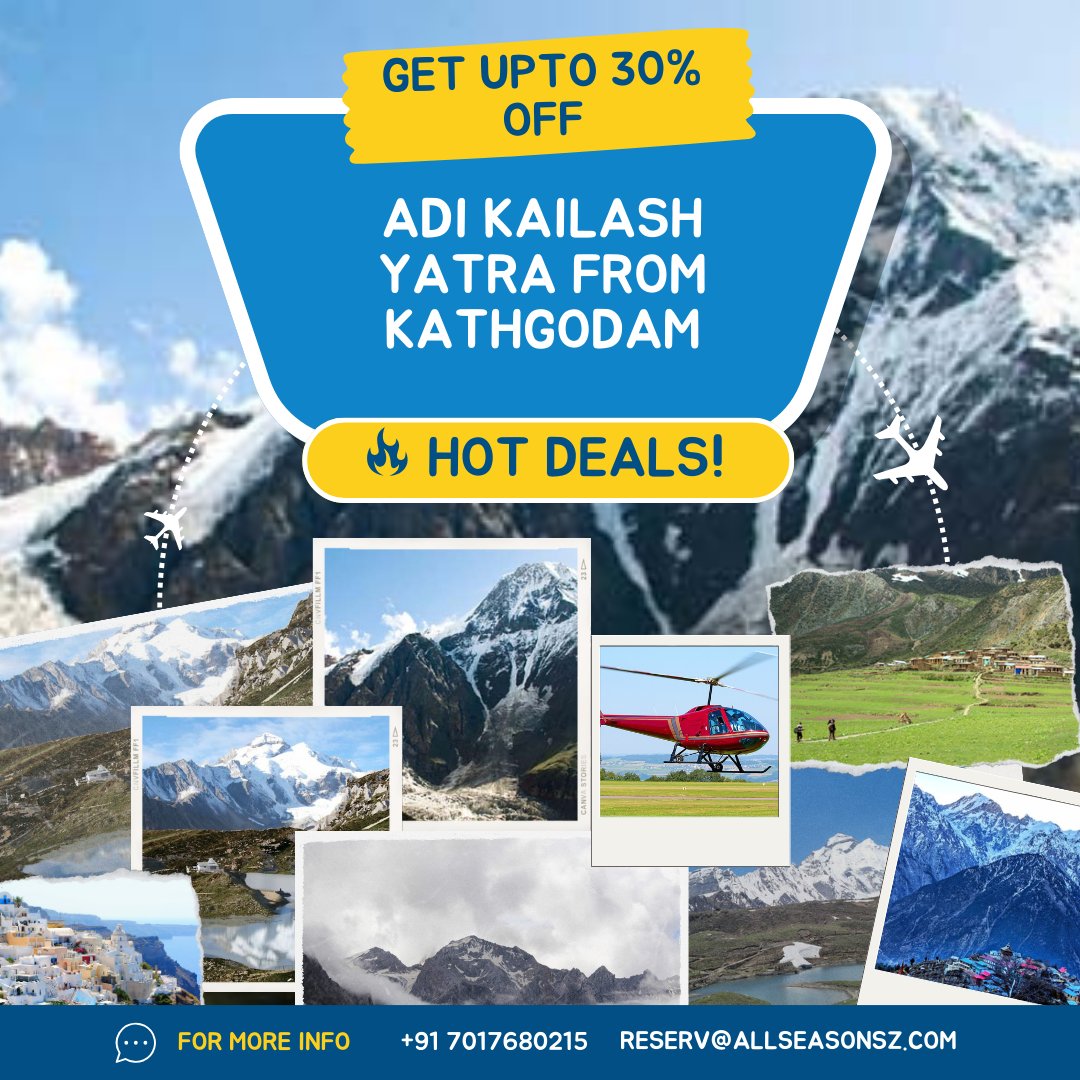 Adi Kailash Yatra from Kathgodam- allseasonsz.com/package/adi-ka…

Adi Kailash and Om Parvat yatra darshan are sacred in Hinduism which can make your inner self pure with peace and serenity.

#adikailashandomparvatyatrafromkathgodam
#adikailashomparvatyatra #adikailashyatra #allseasonsz